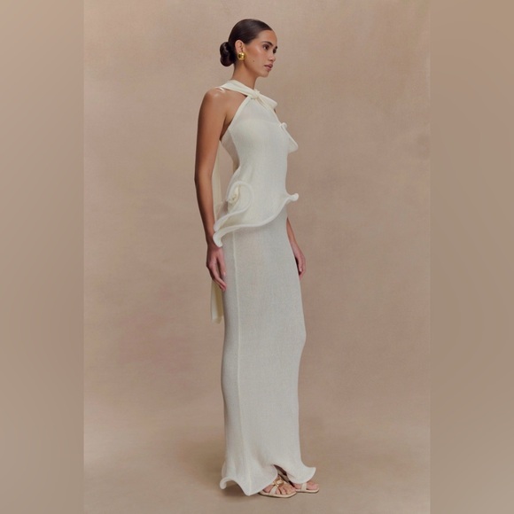Meshki Cream One-Shoulder Sculpted Dress - Picture 5 of 6